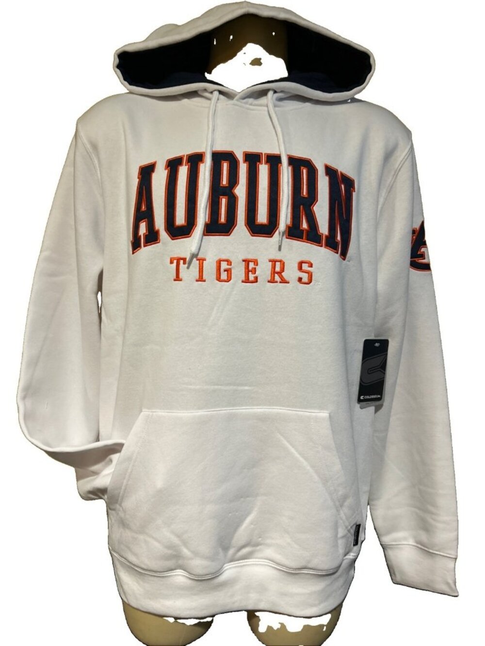 NEW Auburn Tigers AU Hooded Hoodie Sweatshirt Men's L White Stitched Colosseum